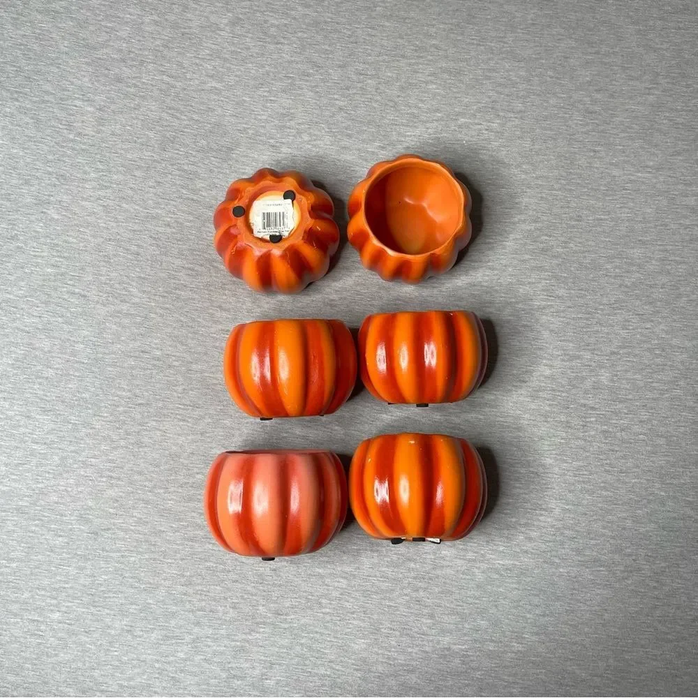 Target Orange 4” Round Pumpkin Ceramic Planter Pot 6 PCS. Set